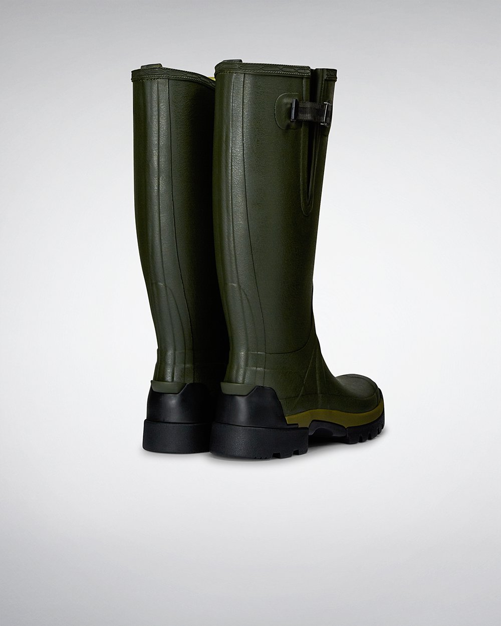 Bottes Hautes de Pluie Hunter Balmoral Bamboo Carbon Homme Vert Foncé Olive JFDZRCW-92